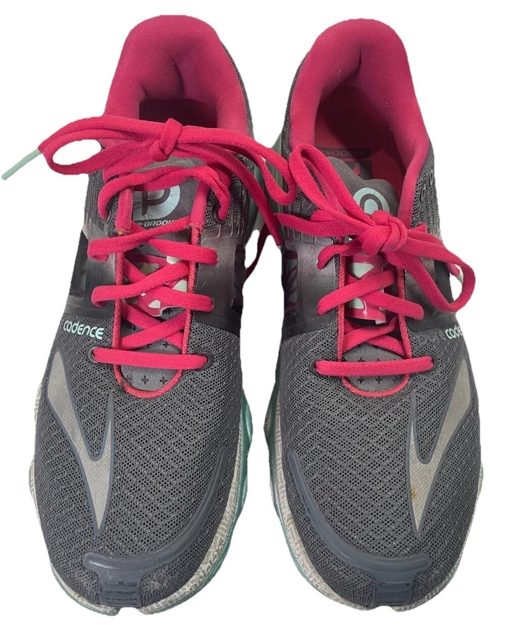 Brooks Pure Candence 4 Running Shoes Sz 9.5 Womens Gray Pink Green Pre-Owned